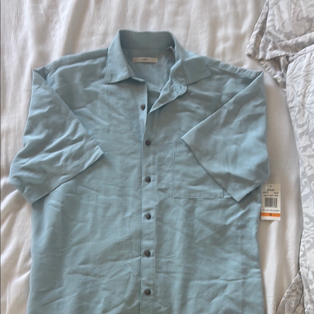 Casual Blue Button Down Shirt Lightweight Fabric